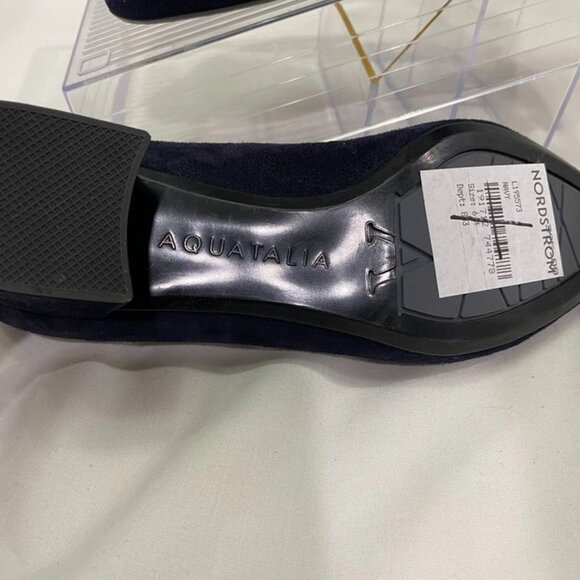 Aquatalia Made in Italy Navy Suede Block Heel Pumps Women’s 5.5M - Picture 8 of 12